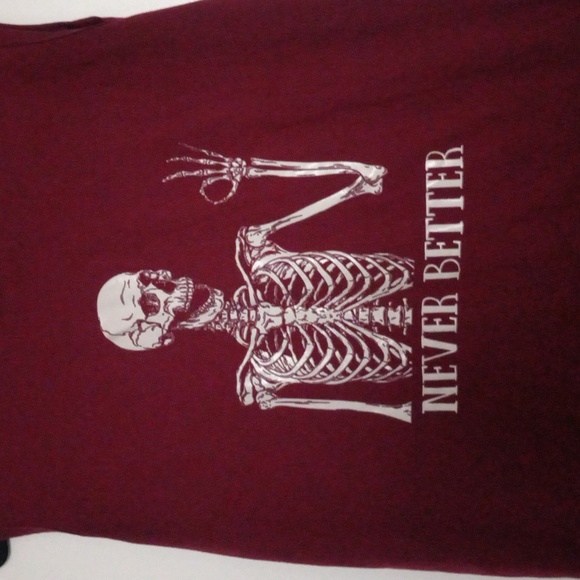 Burgundy 'Never Better' Skeleton Muscle Tank - Picture 2 of 3
